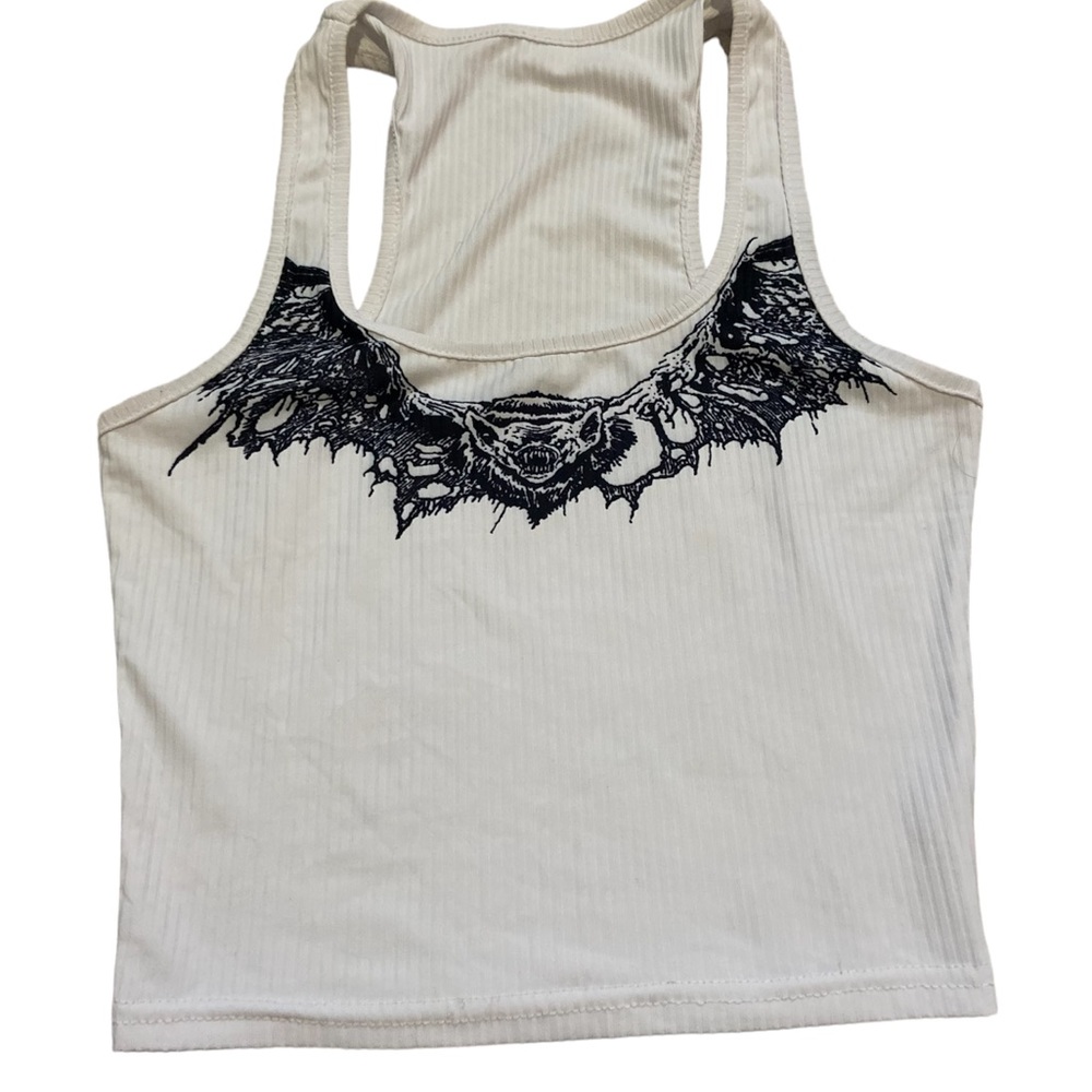 Womens Gothic Bat white tank top size small